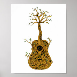 Akustische Gitarre Shirt Tree of Life Gitarre Spie Poster
