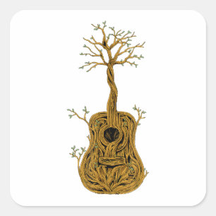 Akustische Gitarre Shirt Tree of Life Gitarre Spie Quadratischer Aufkleber