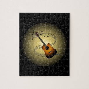 Akustische Gitarre ~ Tonleiter ~ Musikalischer Glo Puzzle