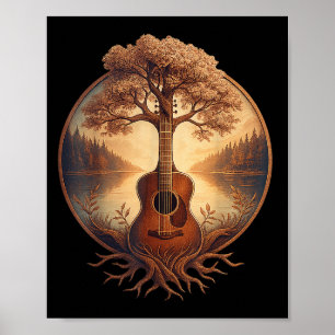 Akustische Gitarre Tree Gitarrensee Country Music Poster