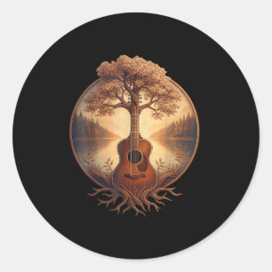 Akustische Gitarre Tree Gitarrensee Country Music Runder Aufkleber