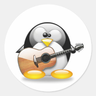 Akustische Gitarre Tux (Linux Tux) Runder Aufkleber