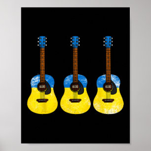 Akustische Gitarre Ukrainische Flagge Ukraine Gita Poster