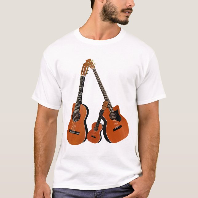 Akustische Gitarre Ukulele und akustischer Bass T-Shirt (Vorderseite)