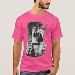 Akustische Gitarre Vintage abgenutzt Rock Roll Mus T-Shirt