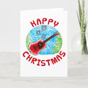 Akustische Gitarre Weihnachtskarte Gitarrist Musik Dankeskarte