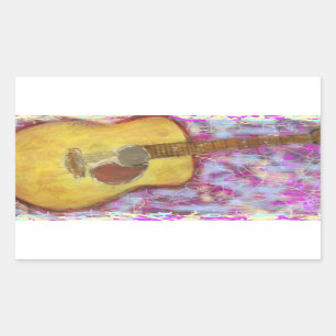 Akustische Gitarrenfarben Rechteckiger Aufkleber