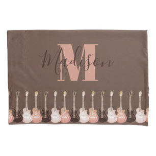 Akustische Gitarrenillustrierung Rustic Monogram Kissenbezug