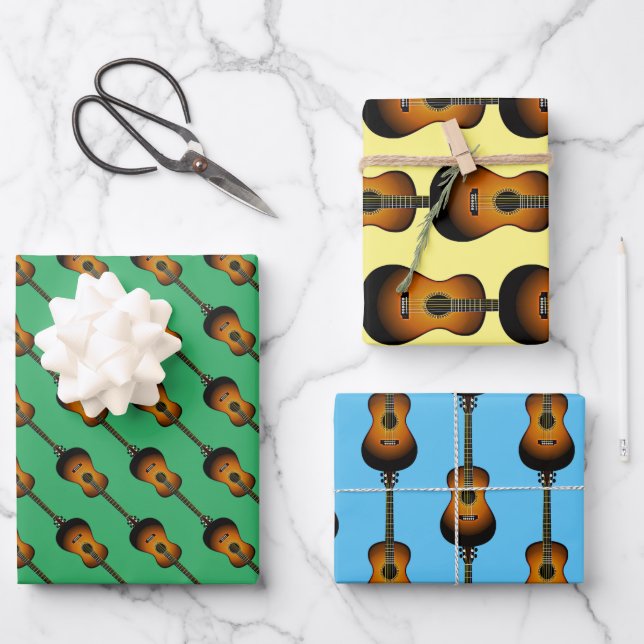 Akustische Gitarrenmusik Geschenkpapier Set (Vorderseite)