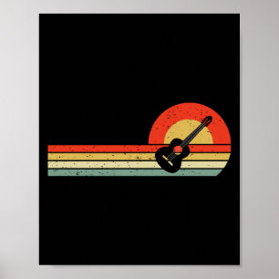 Akustische Gitarrenmusik Musiker Bassist Retro Poster