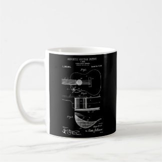 Akustische Gitarrenpatentdrucke 1916 Patentmusik Kaffeetasse