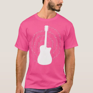 Akustische Gitarrenspieler-Musiknoten T-Shirt