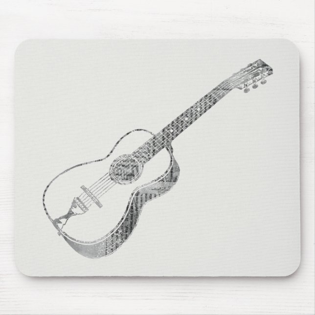 Akustische Gitarrenzeitung Text Paper Style Mousepad (Vorne)