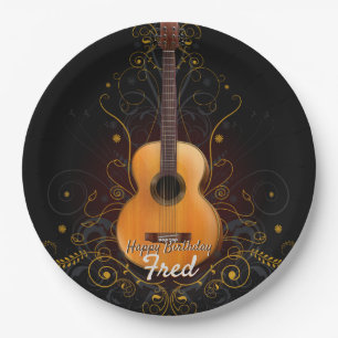 Akustische Vintage-Gitarre Pappteller