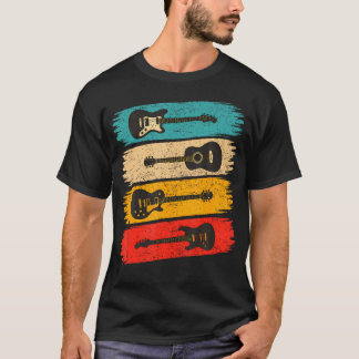 Akustischer E-Gitarre Spieler Vintage T-Shirt