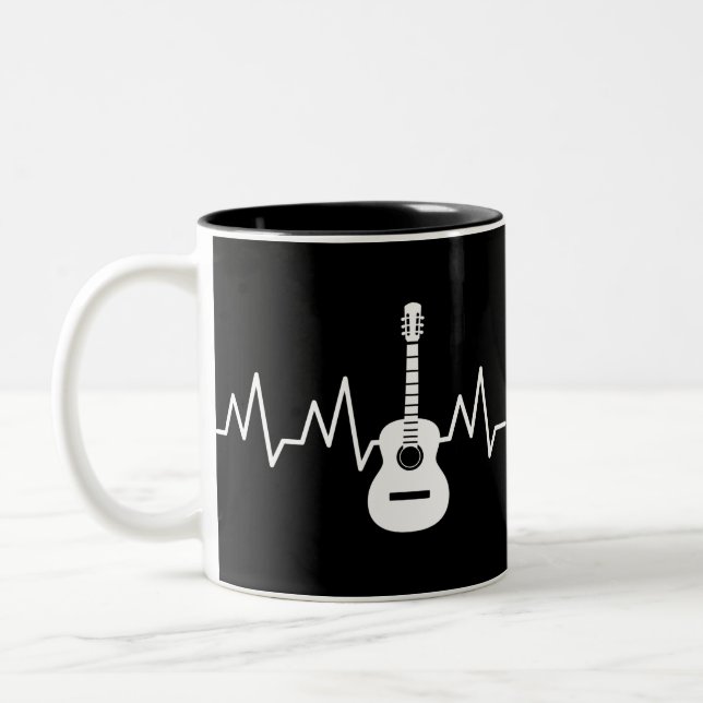 Akustischer Gitarrenherz-Beat Zweifarbige Tasse (Links)