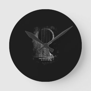 Akustischer Gitarrenspieler Six String Rock & Roll Runde Wanduhr