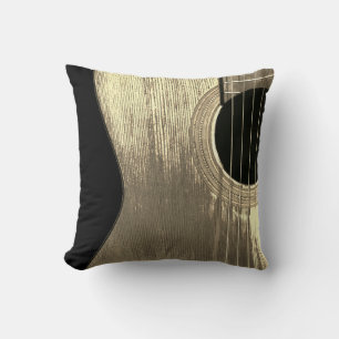 Akustisches Gitarrenschwarz und Beige Musikinstrum Kissen