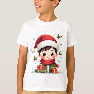 Akuter Junge Weihnachten mit Geschenken und Weihna T-Shirt