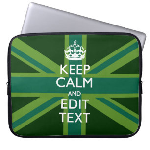 Akzent Grün Behalt Calm und Ihr Text Union Jack Laptopschutzhülle
