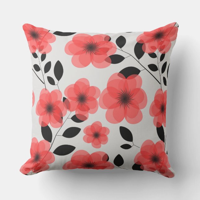 Akzent im Freien Kissenrot Blume Kissen Kissen (Vorderseite)