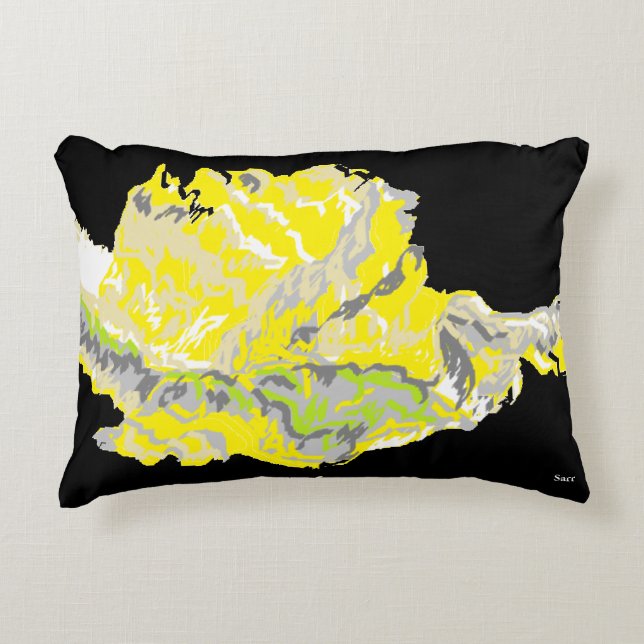 Akzent Kissen 16" x 12" Gelbe Rose (Vorderseite)