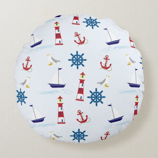 Akzent-Kissen im Stil der Marine Rundes Kissen (Vorderseite)