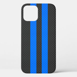 Akzentblaue Racing-Streifen für Kohlenstofffaser Case-Mate iPhone Hülle