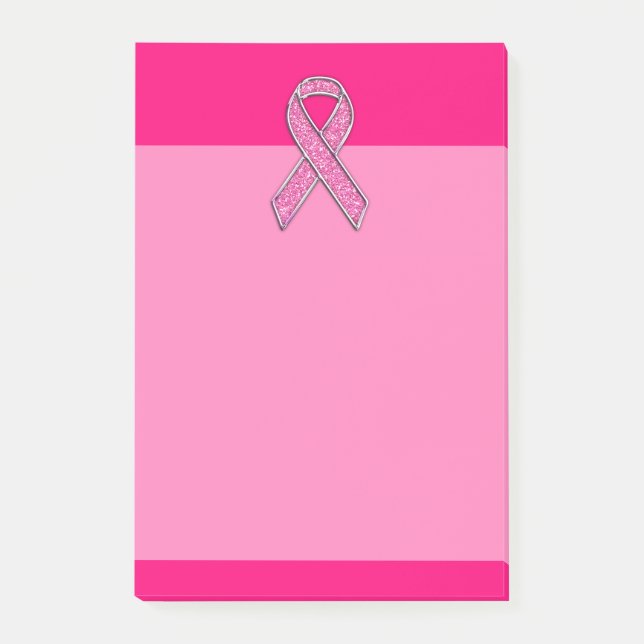 Akzente Chrome Glitzer Stil Rosa Band Bewusstsein Post-it Klebezettel (Vorderseite)