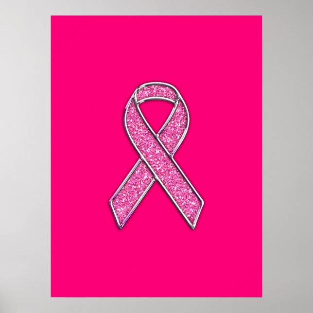 Akzente Chrome Glitzer Stil Rosa Band Bewusstsein Poster (Vorne)