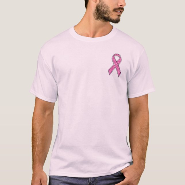 Akzente Chrome Glitzer Stil Rosa Band Bewusstsein T-Shirt (Vorderseite)