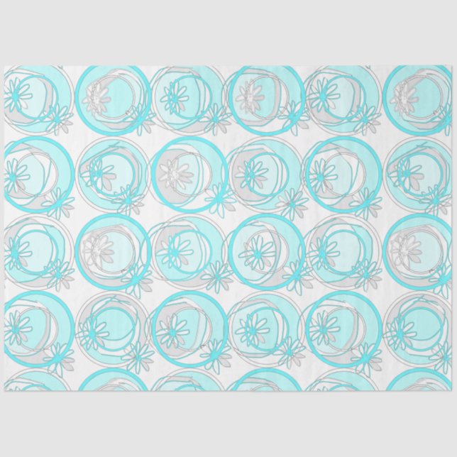 Akzente Kreise Hintergrund Blume Türkis Weiß Seidenpapier (Vorderseite)