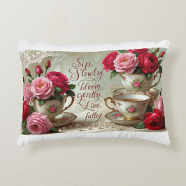 Akzente Pillow - Teacups und Rose Dekokissen