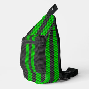 Akzentgrüne Racing Stripes im Faserverbund Crossbody Bag