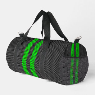 Akzentgrüne Racing Stripes im Faserverbund Duffle Bag