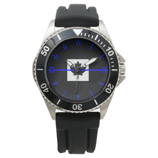Akzentuierwähler für Thin Blue Line auf kanadische Armbanduhr (Vorderseite)