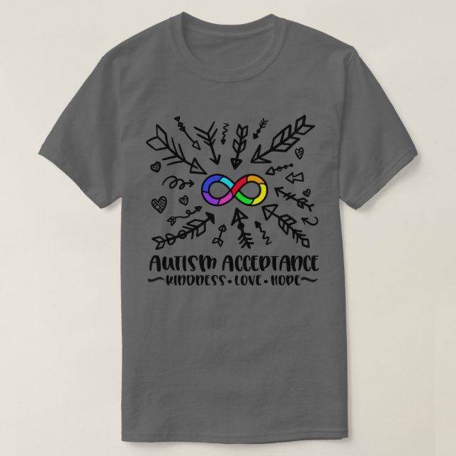 Akzeptanz von Autismus Rainbow Infinity 1 T-Shirt (Design vorne)
