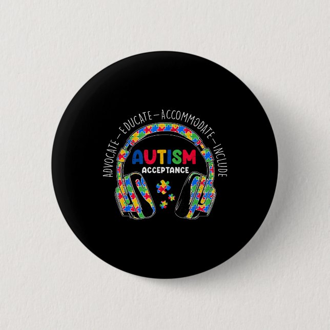Akzeptanzkopfhörer Lehrer Junge Button (Vorderseite)