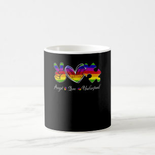 Akzeptiere Liebe Verstehe Frieden Herz Puzzle Auti Kaffeetasse