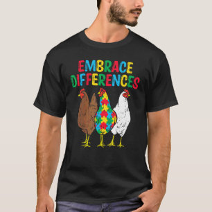 Akzeptiere Unterschiede 3 Hühner Puzzle Autismus b T-Shirt