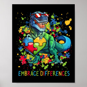 Akzeptiere Unterschiede Autismus Dinosaurier T-Rex Poster