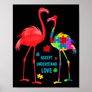 Akzeptiere verstehe liebe Autismus Flamingo Puzzle Poster