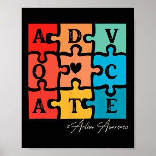 Akzeptieren Advocate Puzzle Piece Retro Autismus A Poster