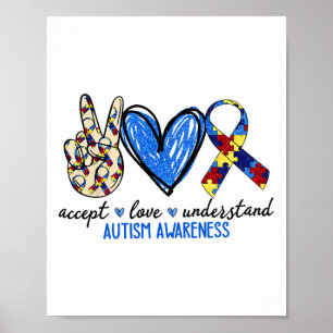 Akzeptieren Liebe verstehen Autismus Bewusstsein M Poster