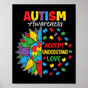 Akzeptieren Sie Liebe Autismus Bewusstsein Blume G Poster