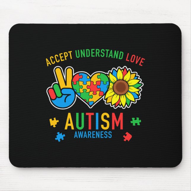 Akzeptieren Sie Liebe Autismus Bewusstsein Sonnenb Mousepad (Vorne)