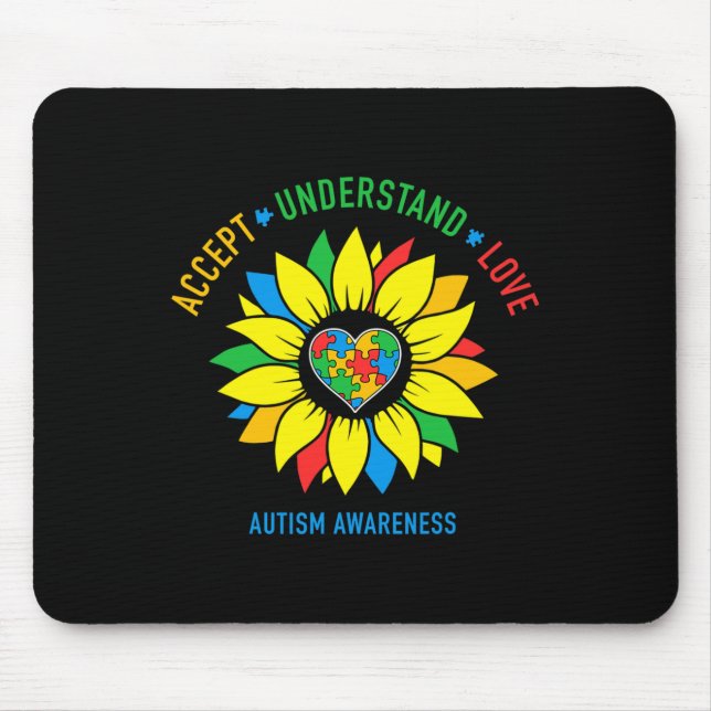 Akzeptieren Sie Liebe Autismus Bewusstsein Sonnenb Mousepad (Vorne)