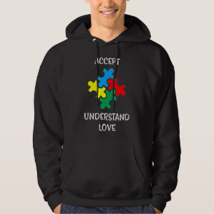 Akzeptieren Sie Liebe Autismus Bewusstsein Tag Puz Hoodie