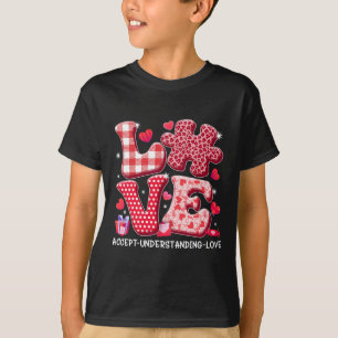 Akzeptieren Sie Liebe Autismus Bewusstsein Valenti T-Shirt