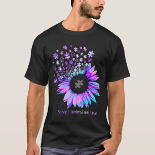 Akzeptieren Sie Liebe Autismus Lila Hologramm Sunf T-Shirt